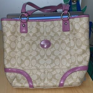 Purple and brown signature coach bag. Never used